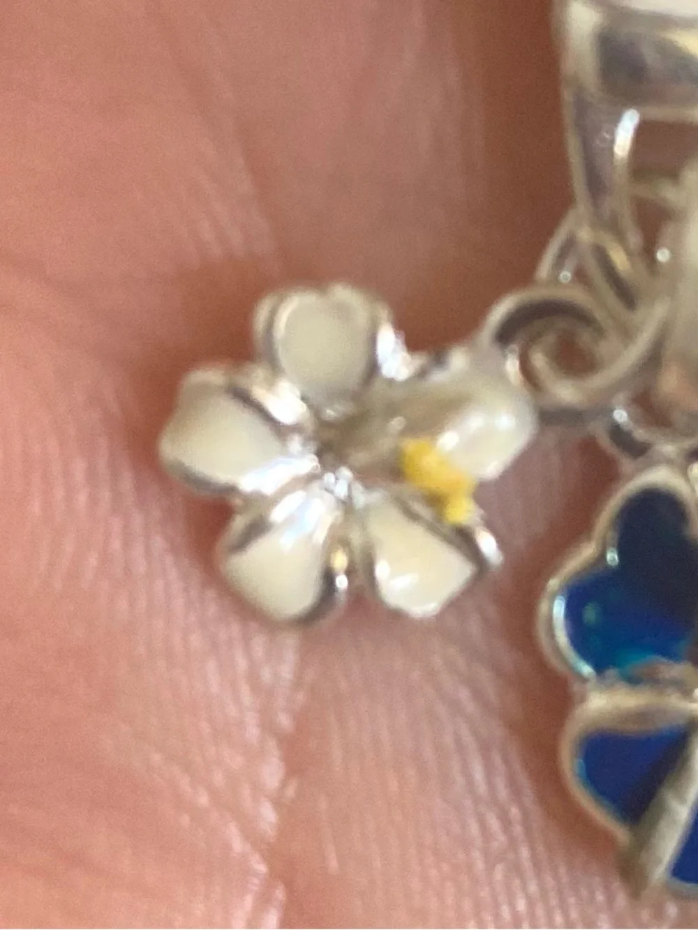 Blue Enamel Laule’a hibiscus Flower cellphone game controller Charm Dangle NWOT